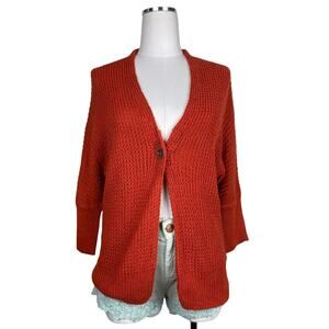 2/$35 Sonoma Orange Knit Cardigan Sweater Womens Small Button Front Boho Spring